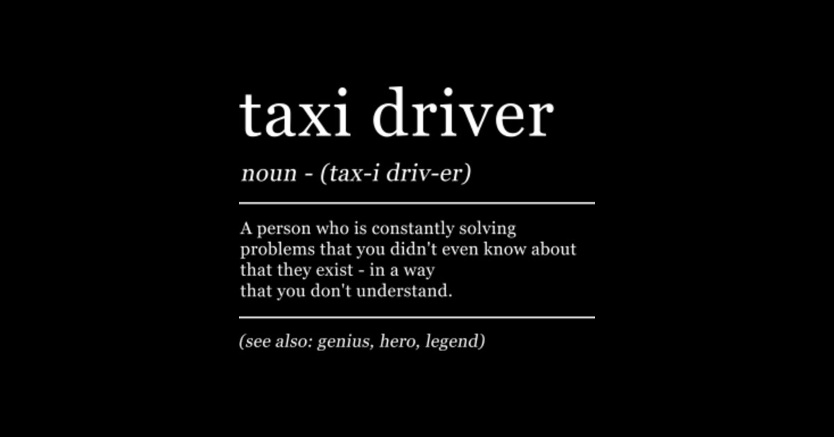 Dictionary Taxi Driver Cab Definition Taxi Driver Sticker TeePublic