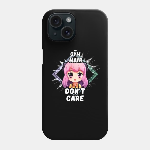 Kawaii Gym Hair Don't Care Anime Phone Case by MaystarUniverse