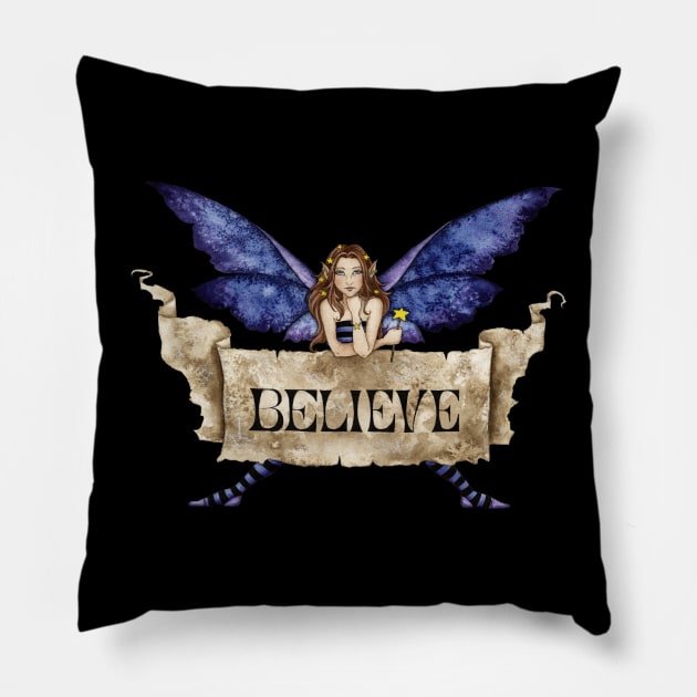 Believe Pillow by AmyBrownArt