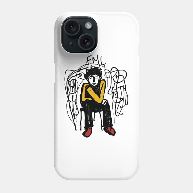 FML - Sad Man Illustration Phone Case by Mad Swell Designs