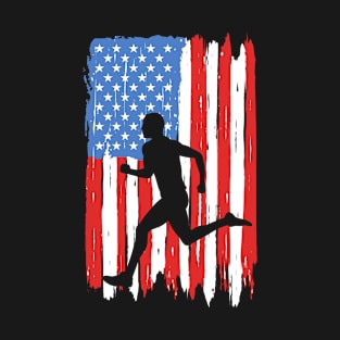 American Flag Running Graphic T-Shirt