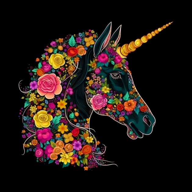 Unicorn of Flowers - Horse design by RichieDuprey