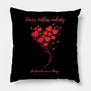 Love's endless melody. A Valentines Day Celebration Quote With Heart-Shaped Baloon Pillow