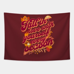 Fall in Love with Yourself Every Season Self-Love Positivity Affirmation Tapestry