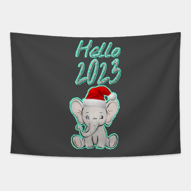 Little Elephant Happy New Year T-Shirt Stickers Tapestry by Ericmas