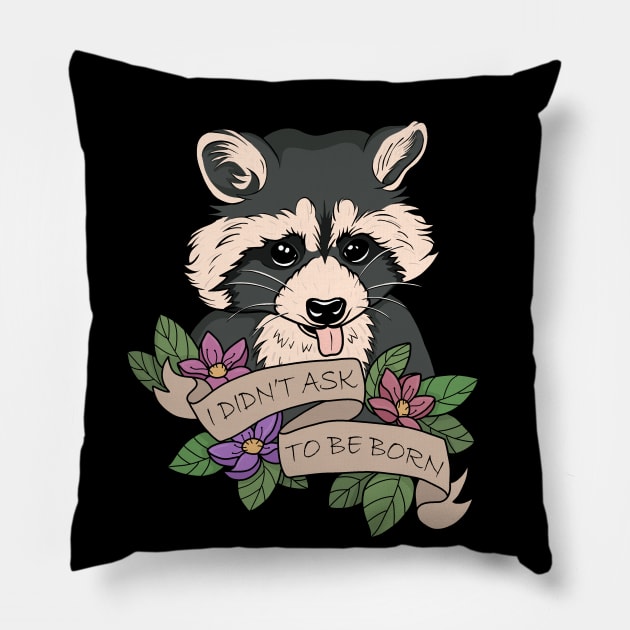 Raccoon Pillow by valentinahramov