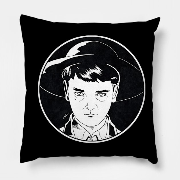 ISAAC CHRONER - Children of the Corn (Circle Black and White) Pillow by Famous Weirdos