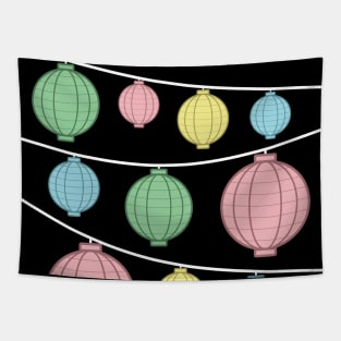 Lanterns | Green Pink Yellow Blue | Pastel Tapestry