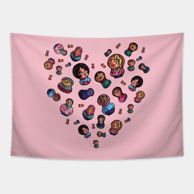 Russian Dolls Heart Tapestry by Hoda Hefzy 