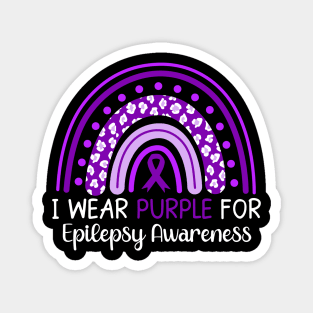 I Wear Purple for Epilepsy Awareness Rainbow Magnet