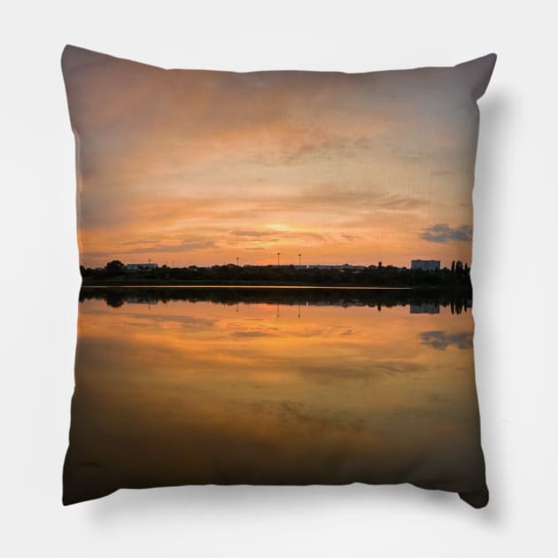 Idyllic dusk panorama Pillow by psychoshadow