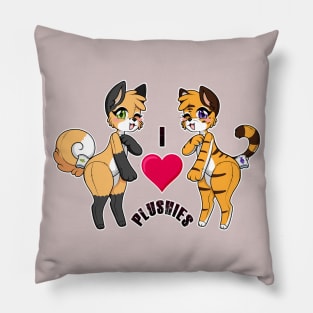 Fox and Tiger - I love plushies Pillow