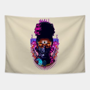 Afro Hair Black Girl Shogun Melanin Ronin Warrior 3 Tapestry