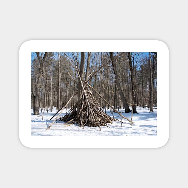 Wooden teepee in the woods Magnet by josefpittner