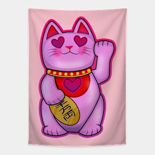 Romantic Maneki Neko Lucky Cat Tapestry