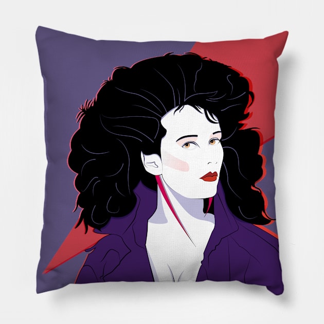 Jacket Lady 80s Patrick Nagel Pillow by di-age7