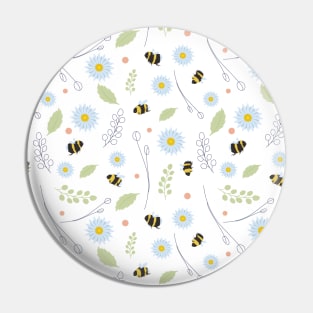 Bumblebee and Flower Pattern Pin