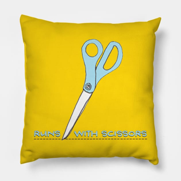 runs with scissors Pillow by mystudiocreate