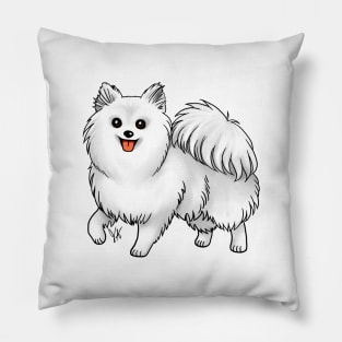 Dog - Pomeranian - White Pillow