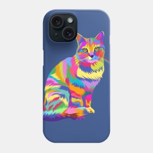 Colorful cute sitting cat Phone Case