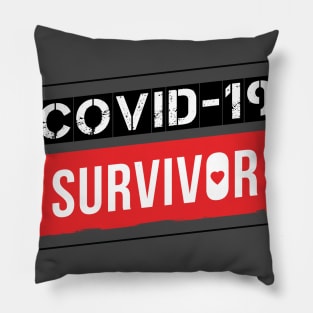 Coronavirus Covid-19 Survivor Black / Red Design Pillow