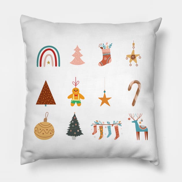 cute holiday christmas season sticker pack Pillow by Ashden