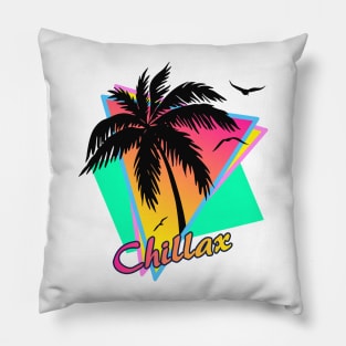 Chillax Cool 80s Sunset Pillow