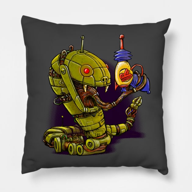 Robot Reptile Raygun! Pillow by Bleee