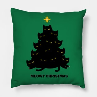 Merry Meowy Christmas Cat Tree Xmas Kitten Pillow