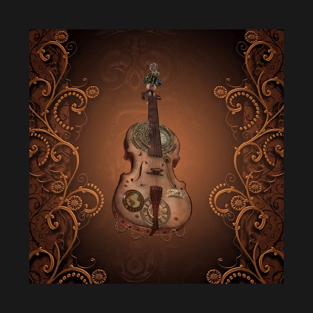 Music, wonderful steampunk violin with clocks, octopus by Nicky2342