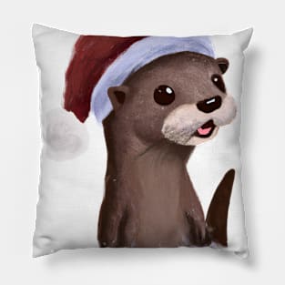 Cute Otter Drawing Pillow