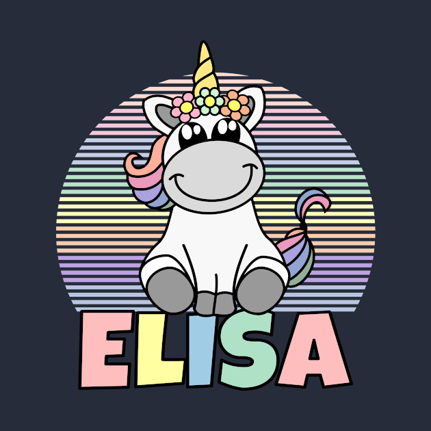 Elisa First Name Cute Unicorn Rainbow by xsylx