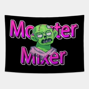 Monster Mixer Funny Zombie No Brains, No Worries Halloween Sarcastic Zombie Banter Tapestry