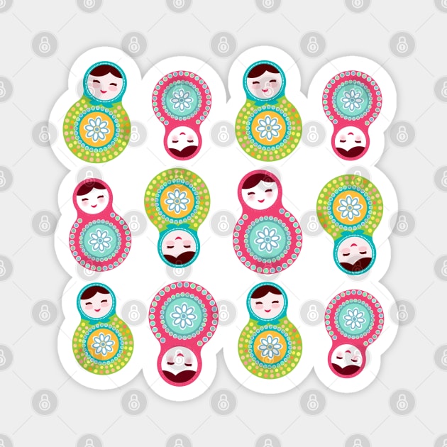 Russian dolls matryoshka Pattern Magnet by EkaterinaP