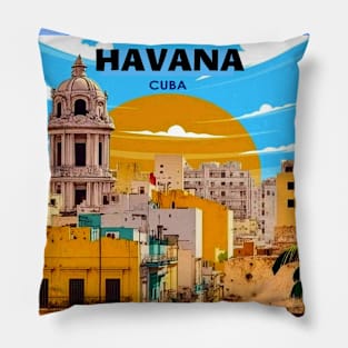 Havana Cuba Vintage Travel and Tourism Advertising Print Pillow