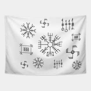 Icelandic Staves Pattern | Black & White Tapestry