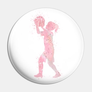 Girl Basketball Kid Sport Watercolor Gift Pin