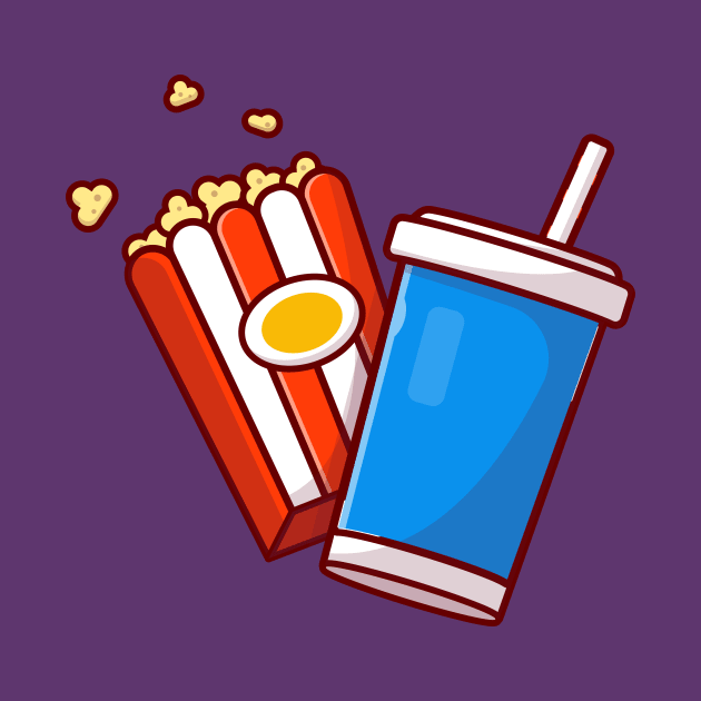 Popcorn And Soda Cartoon Vector Icon Illustration by Catalyst Labs