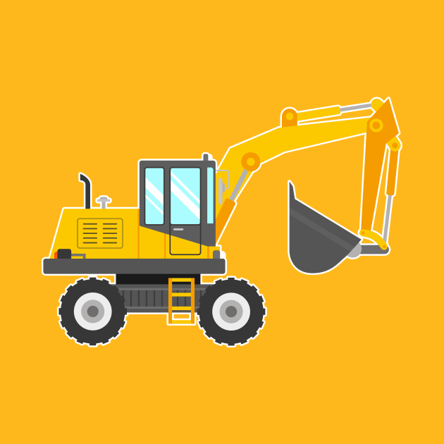 Cute Yellow Excavator for Kids by vladocar