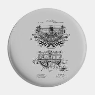 Patent Art - Vintage Typewriter Design Pin