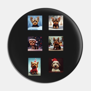 Christmas Dogs and Puppies Stickers Pack - Mostly Yorkshire Terriers Pin