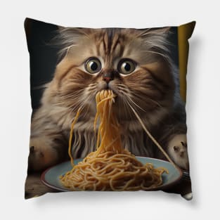 Design of an adorable Italian Spaghetti Eating Cat Pillow