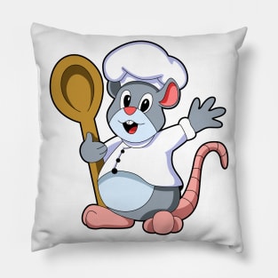 Rat as Chef with Cooking apron & Wooden spoon Pillow