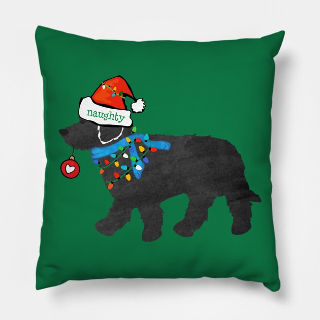 Christmas Labradoodle Naughty Dog Pillow by EMR_Designs