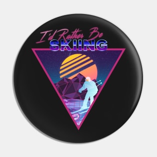 Retro Vaporwave Ski Mountain | I'd Rather Be Skiing | Shirts, Stickers, and More! Pin