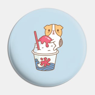 Guinea pig with kakigori Japanese shaved ice Pin