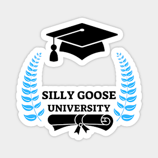 Silly Goose University - Black Design With Blue Details Magnet