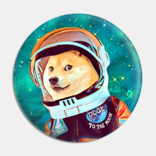 To the Moon Doge Astronaut: Crypto Dogecoin Shiba Inu Meme Pin