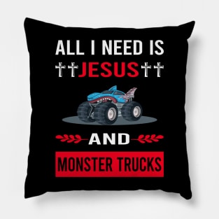 I Need Jesus And Monster Truck Trucks Pillow