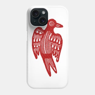 Aztec Mayan Style Crow curve wavy pattern On white background Phone Case